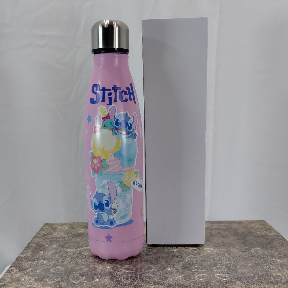 Stainless Steel Water Bottle  Stitch Design Pink Color